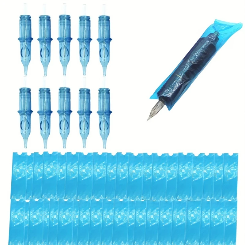 

SUANGL Professional Tattoo Supplies Set 20Pcs Cartridge Needles 50Pcs Tattoo Pen Bags Disposable Pen Sleeves Tattoo Tool Kit