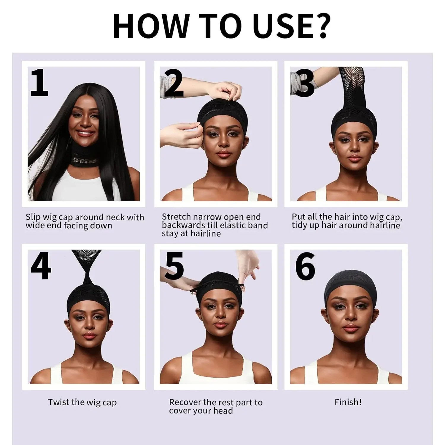 Black Skin Wig Cap, Hair Net for Wigs,Wig Caps for Women, Large Mesh Wig Cap for Long Hair,Nylon Wig Net Non Slip for Daily 2028