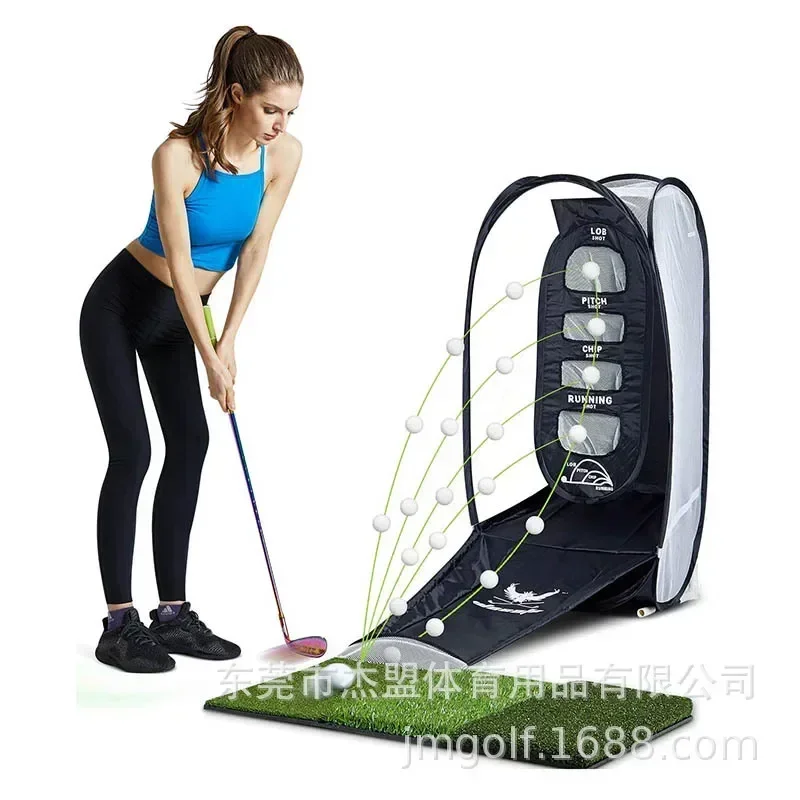 

Golf Swing Trainer Wedge Practice Net Indoor Outdoor Practice Products Foldable with Golf Mat