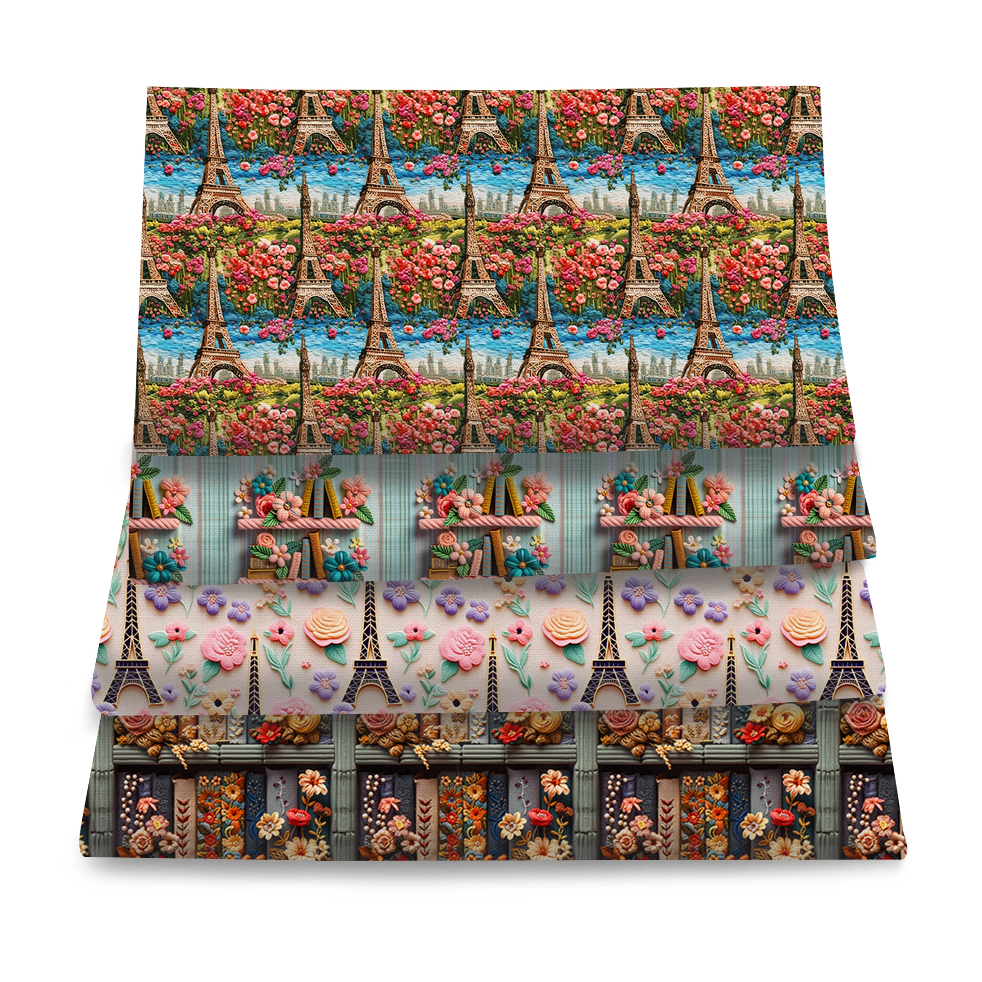 Pre-cut Themed Fabric Bundle - 4pcs, Assorted Colors, Pre-Cut Polyester Quilting Squares