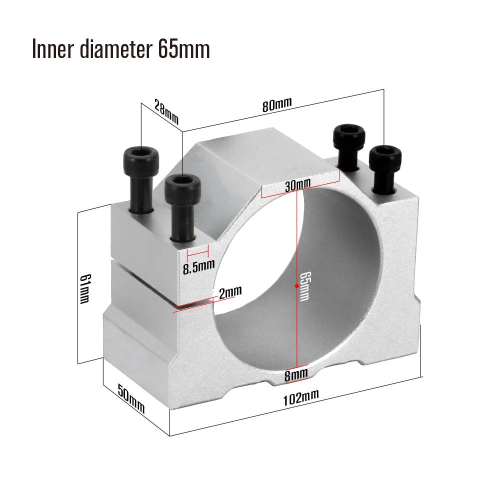 Abrazadera de husillo de aluminio de 52mm, 56mm, 65mm y 80mm, soporte de Motor para máquina enrutadora de grabado CNC, conector de diámetro