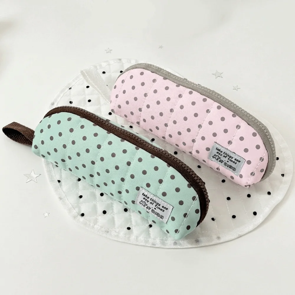 Y2k Polka Dot Pencil Case Cloth Large Capacity Pencil Pouch Desktop Storage Korean Style Stationery Storage Bag