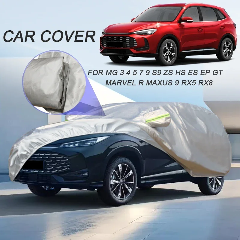 210T Polyester For MG MAXUS 9 MG3 MG4 MG5 ES EP GT MG7 MG9 RISHING F7 HS S9 RISING R7 ZS RX5 RX8 RX9 Waterproof Car Cover