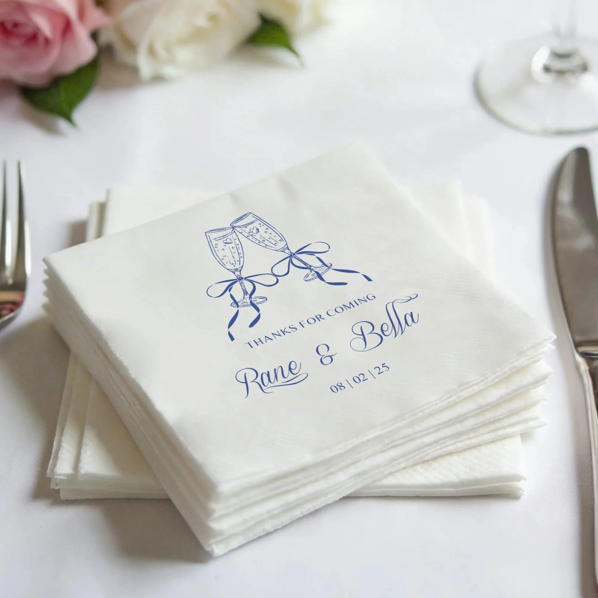 Custom Cocktail Napkins 3 Ply Personalized Cocktail Napkins Party Decor Disposable Paper Napkins For Wedding Anniversary Bridal - view 5