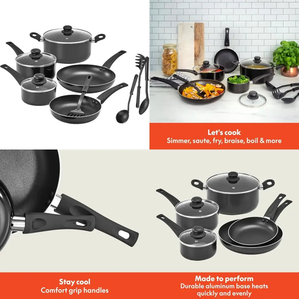 

Набор кухонной посуды Bella, 12-кастрюли и сковороды с посудой, антипригарная устойчивая к царапинам поверхность для приготовления пищи без пефоi, совместимая с