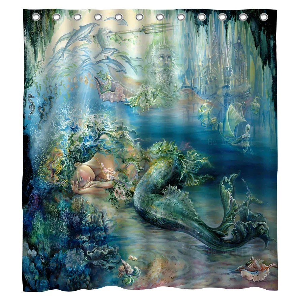 Portraits Of Sleeping Mermaids And Emperors In The Underwater World Shower Curtain By Ho Me Lili For Bathroom Decor