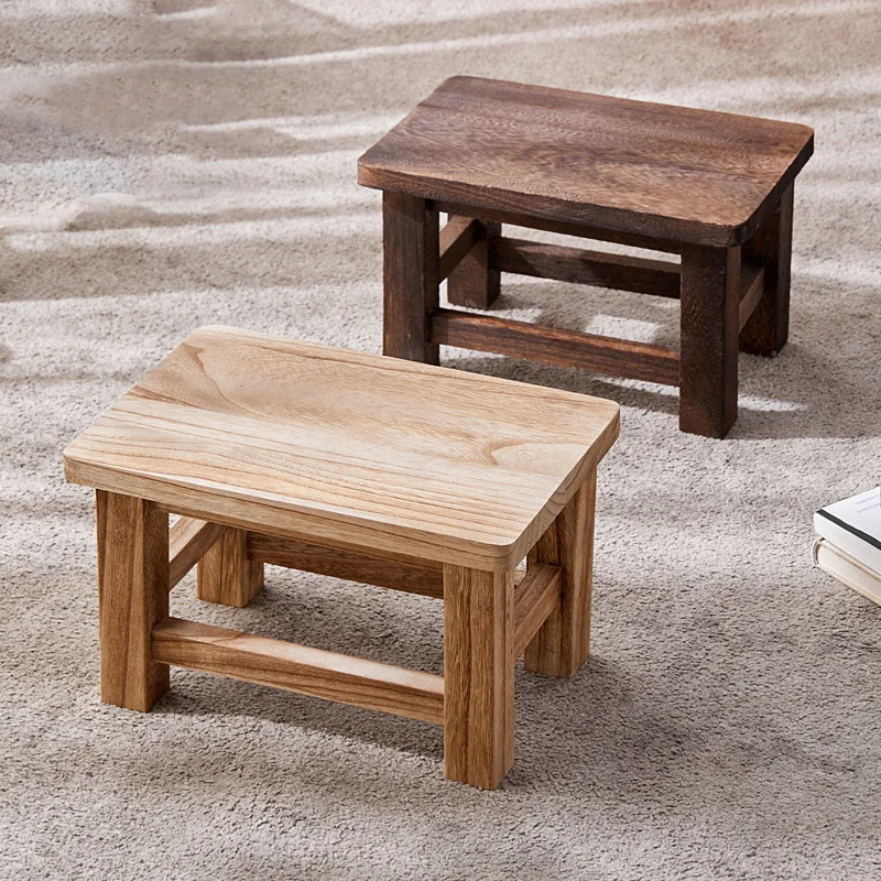 الإبداعية كرسي خشبي صغير الأحذية المنزلية تغيير البراز Ins أريكة غرفة المعيشة القدم الراحة البراز طاولة شاي الأطفال الحمام مسند القدمين #3