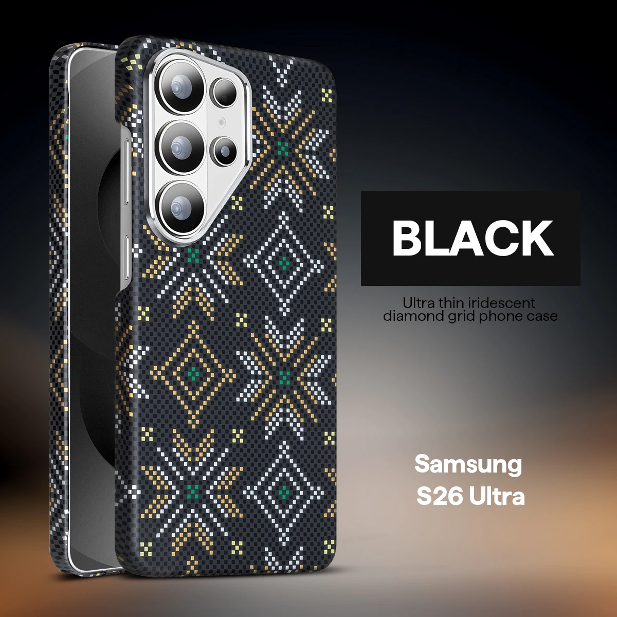 

MagSafe Case for Samsung S26 S25 S24 Ultra Ultra-Thin Iridescent Diamond Grid Shockproof Anti-Fingerprint Wireless Charging Cove