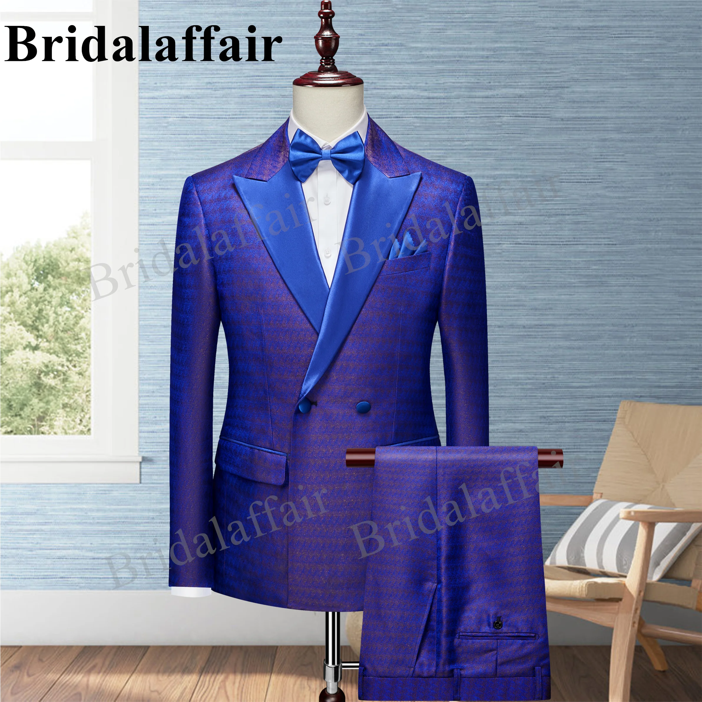 Bridalaffair Beige Fabric Men Suits For Wedding Pants Groom Tuxedo Groomsmen Male Blazer Jacket 2 Piece Slim Fit Terno Masculino