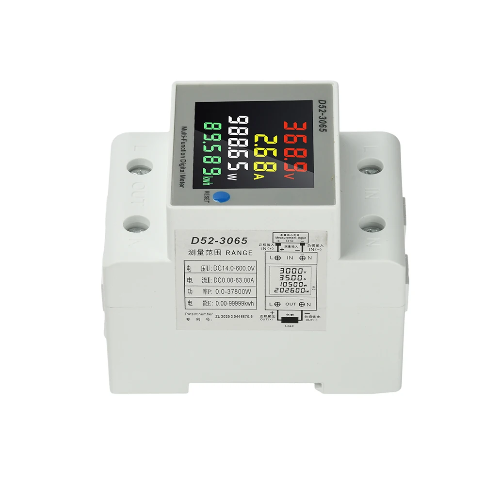 DC 14-600V 63A Voltmeter Amperemeter Watt Kwh Energie-Leistungsmesser D52-3065 DIN-Schienen-Energiemesser Stromverbrauchsmessgerät – Detail 34