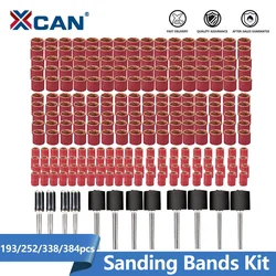 XCAN 80 120 320 Grit Sanding Drum Set Sanding Bands With 1/2 3/8 1/4 Inch Sanding Mandrels For Dremel Rotary Tools