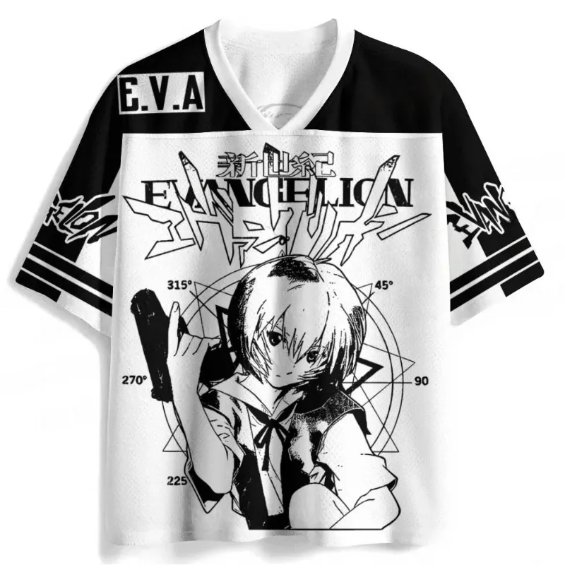 

Модная футболка Neon Genesis Evangelion Rei с V-образным вырезом и короткими рукавами, хит продаж