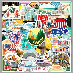 10/50Pcs USA American New York Travel Stickers Aesthetic Decals DIY Luggage Phone Motorcycle Car Bike Laptop Kids Sticker Toy