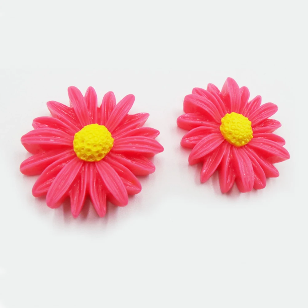 

100pcs Daisy Flower Beads Resin Accessories for Crafts Jewelry Making Hair Decorations Flatback Sun Adults