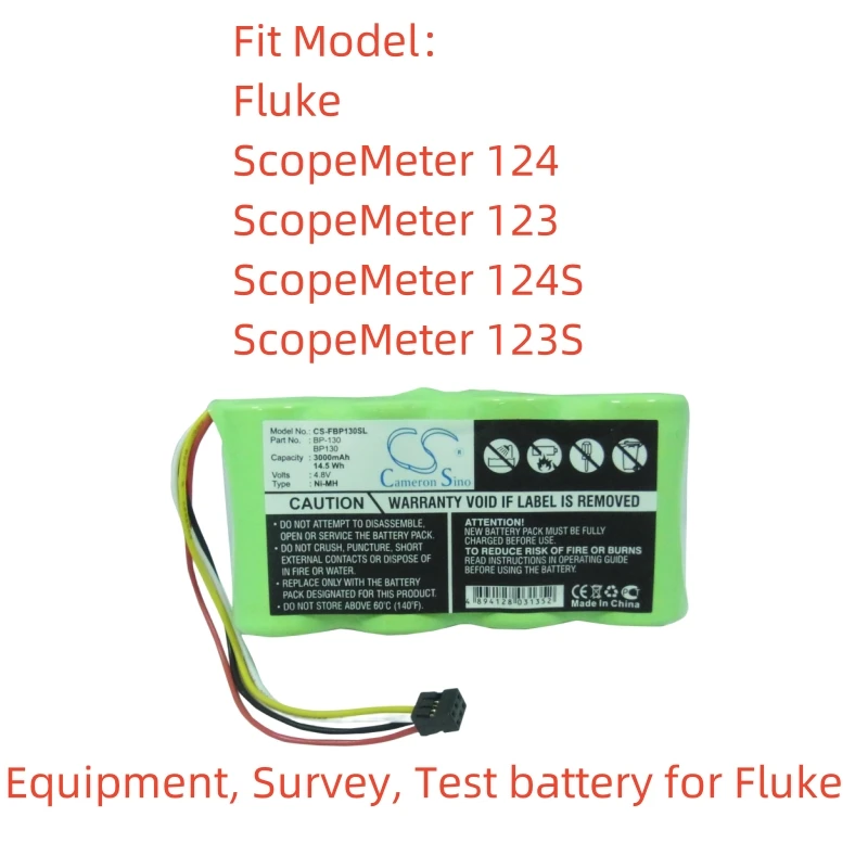 Ni-MH Equipment, Survey, Test battery for Fluke,4.8V,3000mAh,ScopeMeter 123S