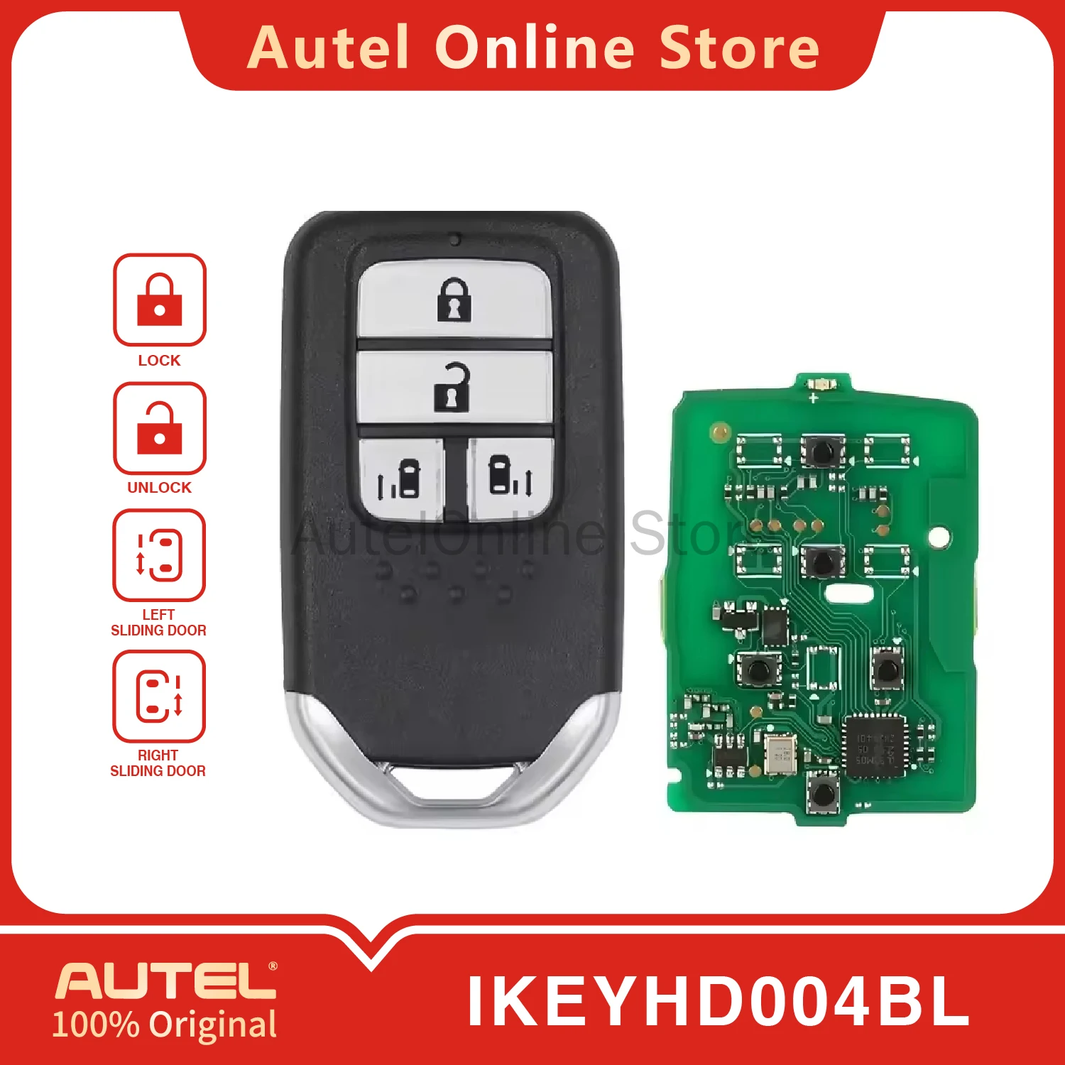

AUTEL IKEYHD004BL 4-кнопочный универсальный смарт-ключ дистанционного управления для KM100/IM508/IM608 для Honda