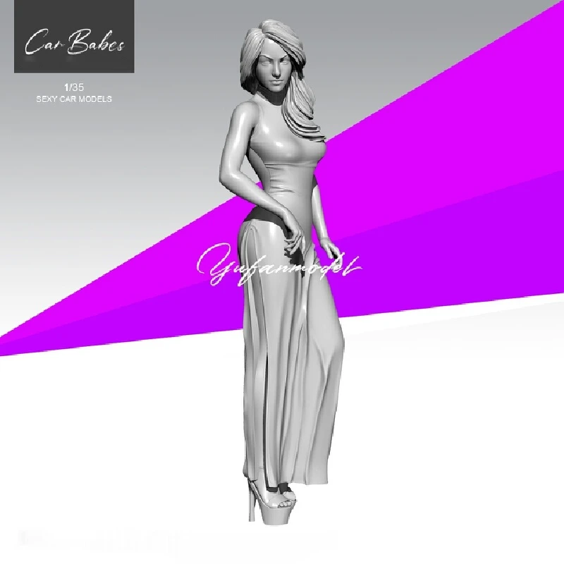 Modèle de fille en résine avec jupe longue et queue de cheval, figurine Gk Micro Miniature, imprimée en 3D, modèle blanc, jouet non assemblé et non peint, 1/35