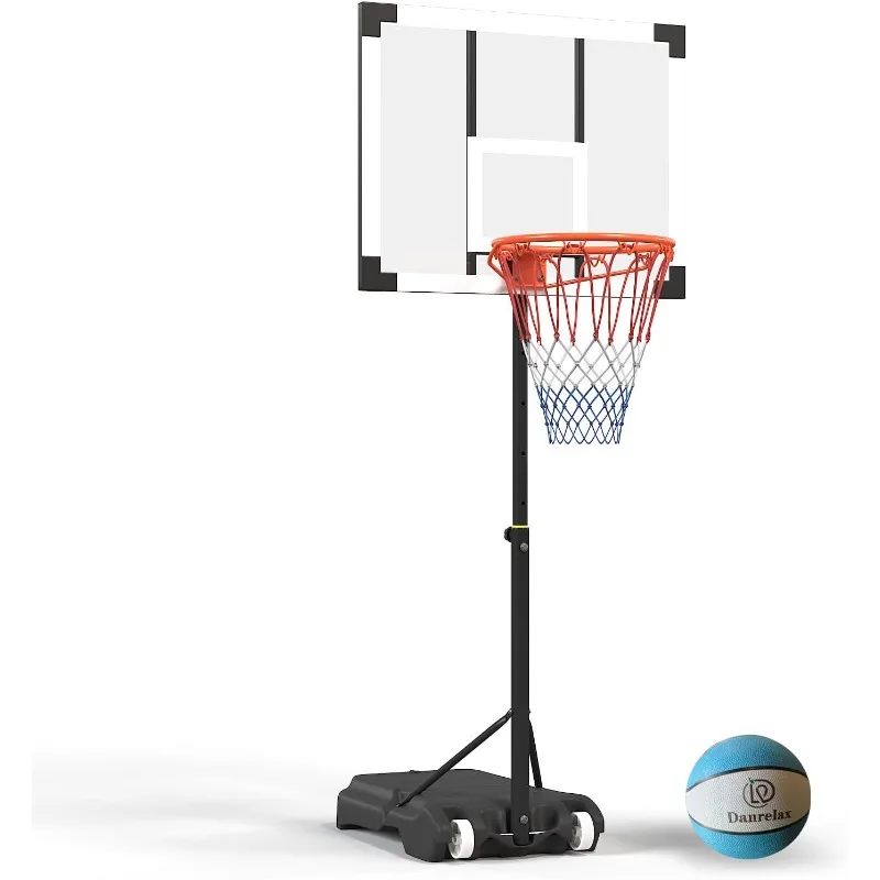 

Basketball Hoop, Height Adjustable 3.9" to 6.9", Black Steel Frame, Water Base, Includes Air Pump, 8-Inch Rubber Ball, Indo
