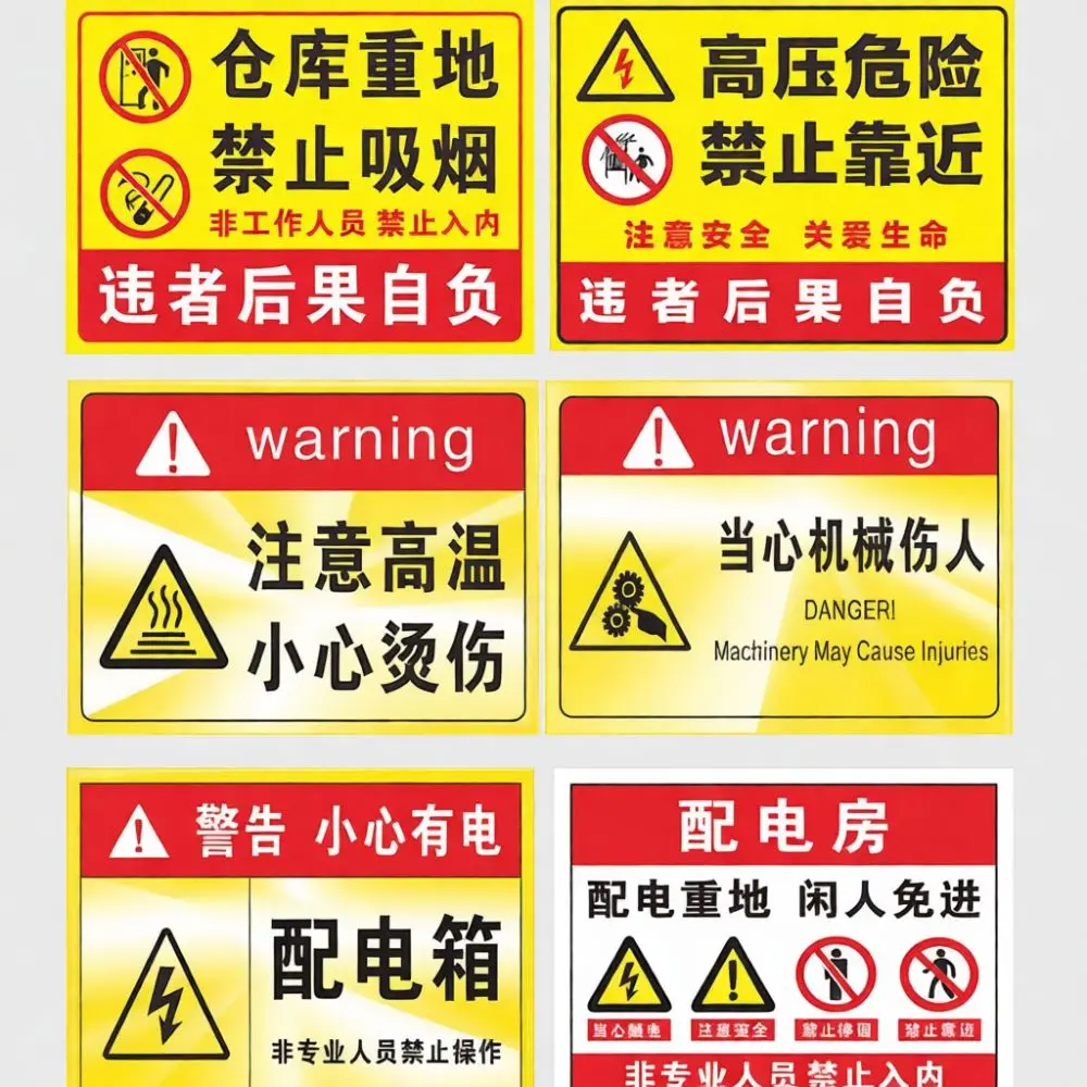 Professional Safety Sign Industrial Instruction Board Custom PVC Aluminum Plate Hazardous Caution Warning Alert Poster