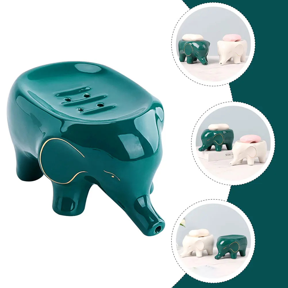 

1Pcs Premium Ceramic Soap Box Elephant Design Drain Tray for Wet Soap Storage Bathroom Organizer
