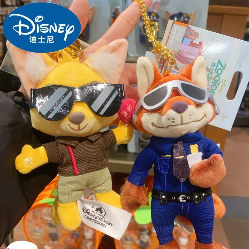 حقيقية ديزني Zootopia ضابط الشرطة النظارات الشمسية جودي ونيك فينيك قلادة دمية على ظهره حقيبة كتب المفاتيح قلادة هدية لعبة