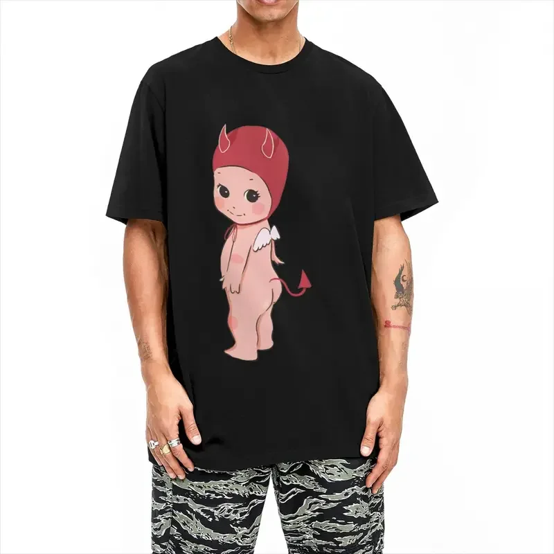 Y2K Men Red Devil Sonny Angel T Shirts Cute Cartoon Cotton Top Tees Y2K Short Sleeve T- O Neck Harajuku Tee Shirt Plus Size