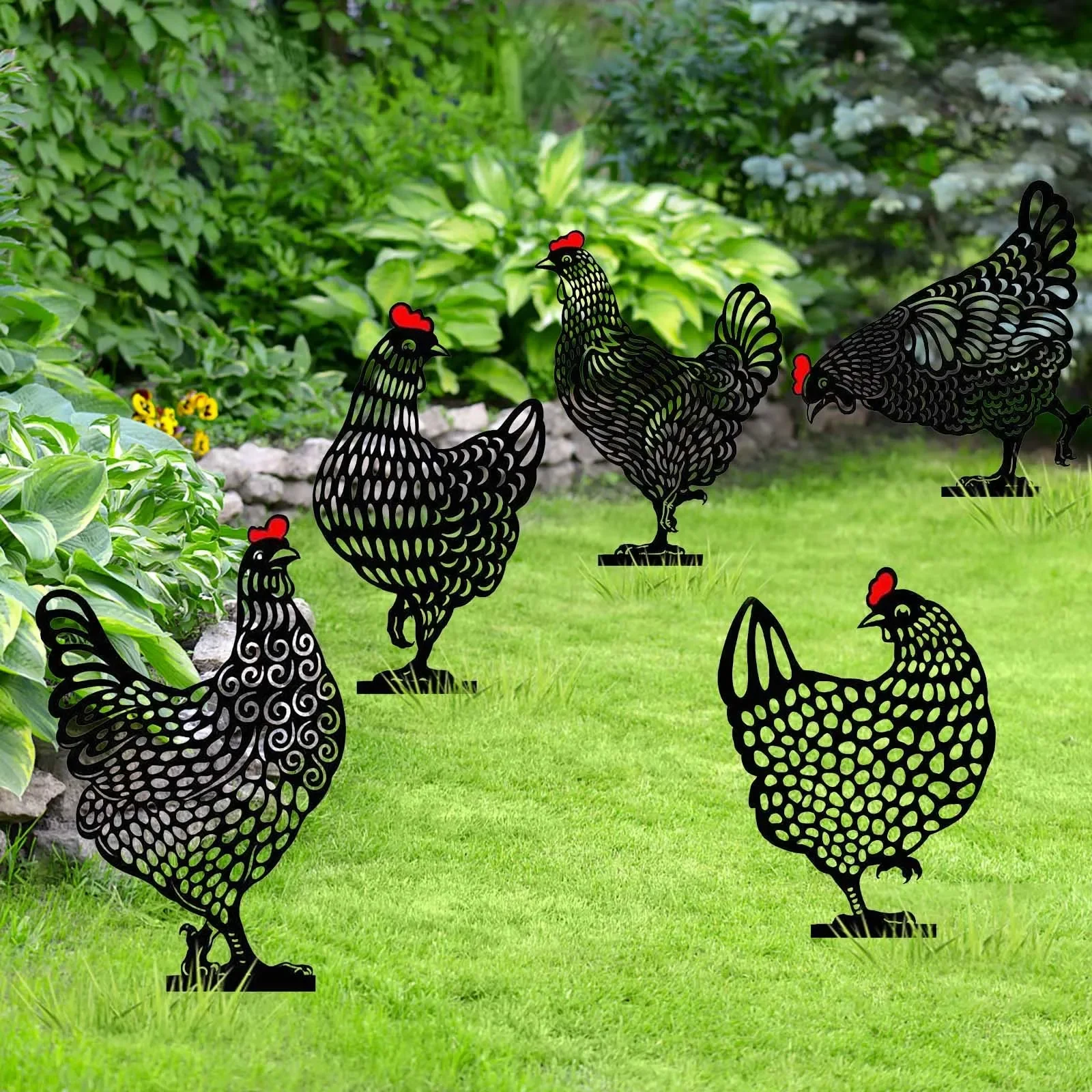 

Garden Decoration Outdoor Garden Ornaments Backyard Stakes Metal Hen Yard Decor Gift Patio Decoration Chicken Yard Art