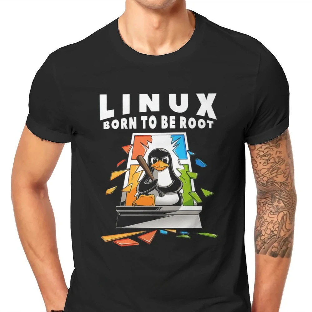 Operating System Tux Penguin Print Tee Graphic Tee High Quality Men's and Women's Short Sleeved Tee Men's Sportswear Men's Tops