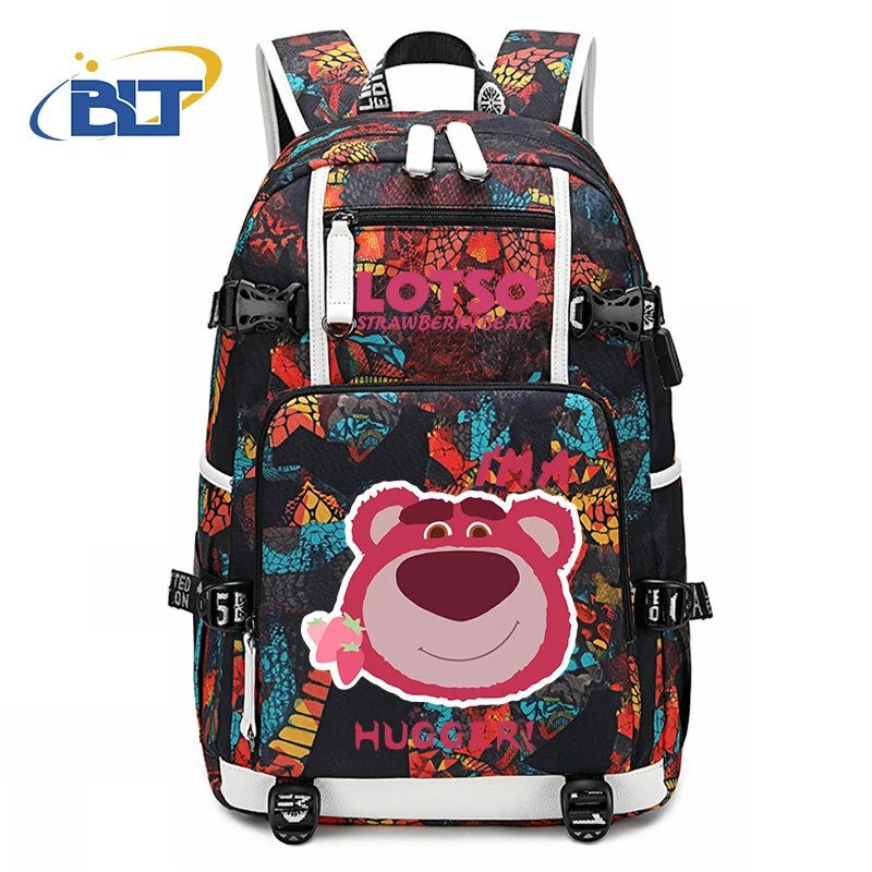 Loso bear zaino per studenti stampato zainetto di grande capacità borsa da viaggio USB regalo per bambini per ragazzi e ragazze