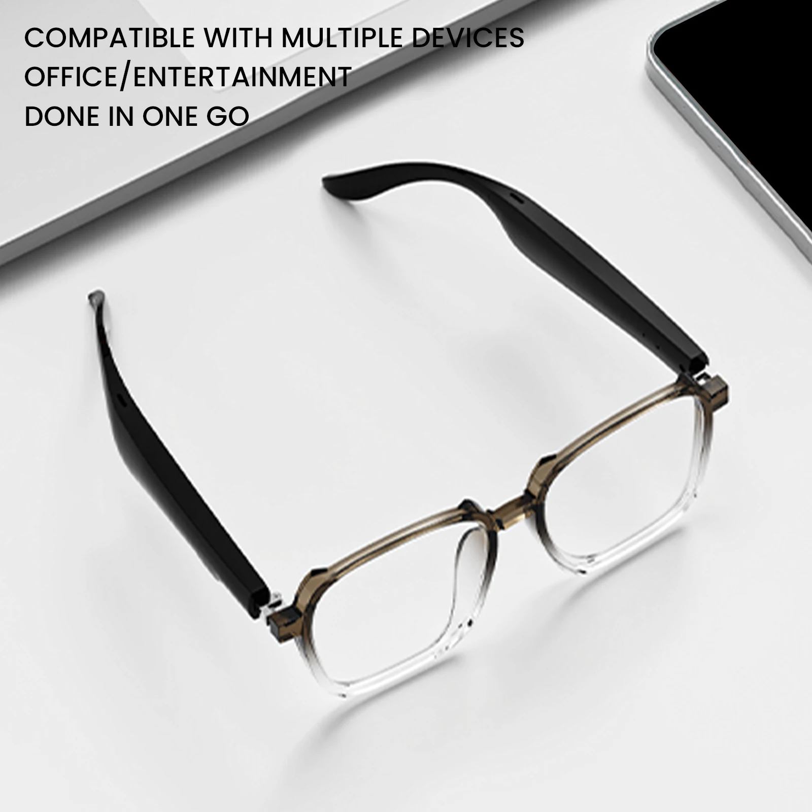 

BT6.0 AI Transparent Smart Glasses 156 Languages Lightweight Headphones Glasses Wireless Translate Eyeglasses for Office
