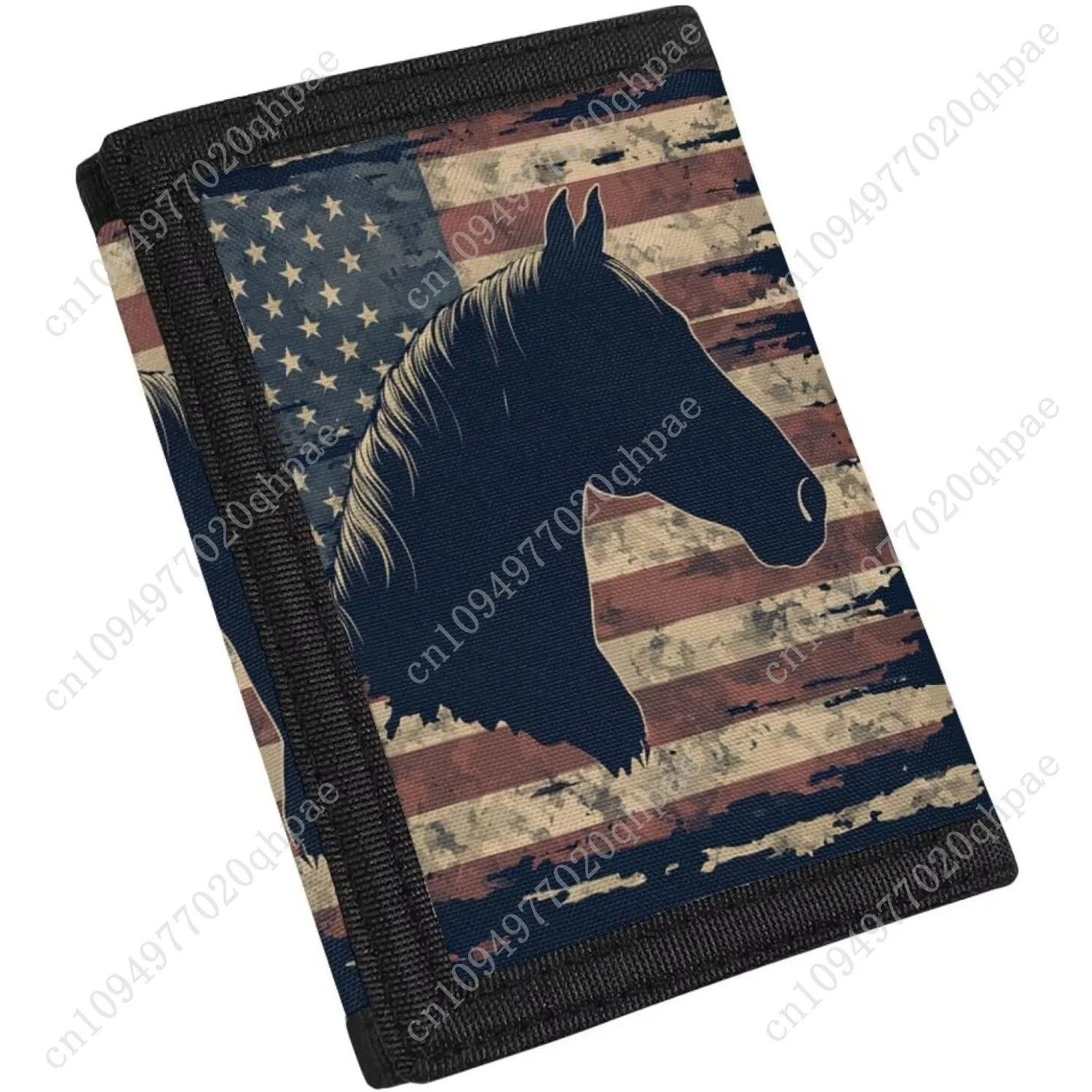 GIFTPUZZ الأولاد محافظ للأطفال 6-8 العلم الأمريكي مع الحصان الاطفال محافظ للبنين 10-12 محفظة كول كامو محفظة محفظة ثلاثية الطي f