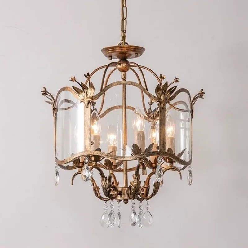 French Vintage Country Candle Chandelier Living Dining Bedroom Villa Rustic European Style LED Home