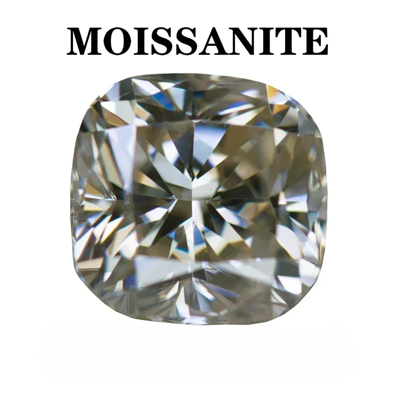 

Moissanite Stone Natural Tea Yellow Color Cushion Cut Charms Gemstone DIY Ring Necklace Earrings Main Materials with Certificate