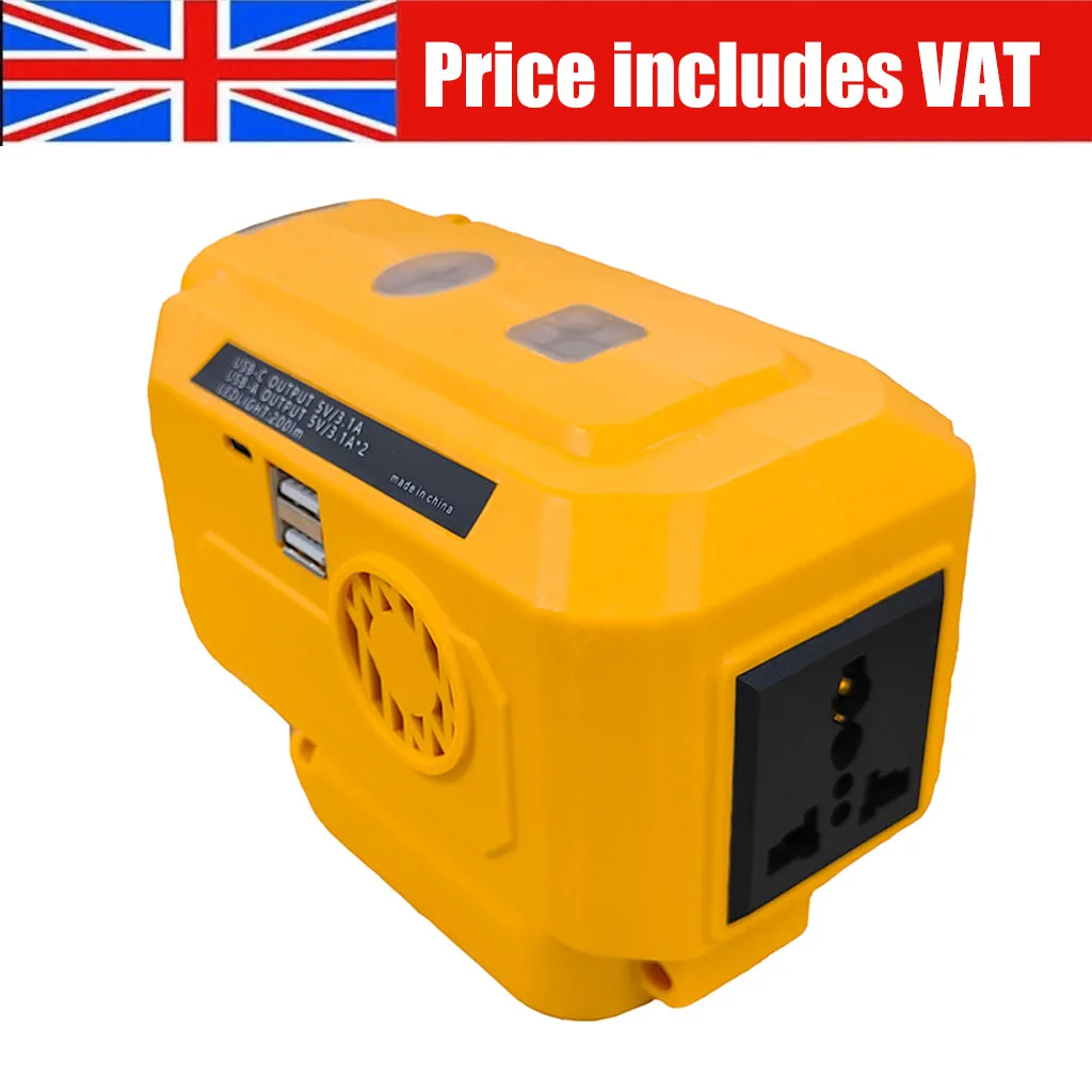 Rechargeable For Dewalt 20V 18V Lithium Battery Inverter Generator DC 20V Portable Inverter Power Station with LED Light USB