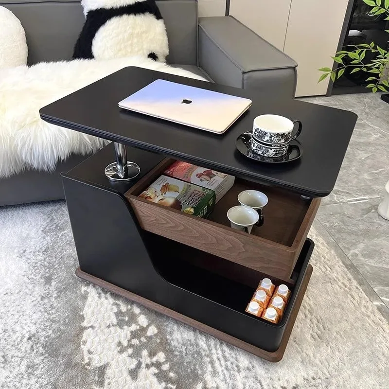 

Luxury Black Coffee Table Wheel Unique Brown Design Modern Coffee Table Space Saving Minimalist Mesa Centro Furniture For Home