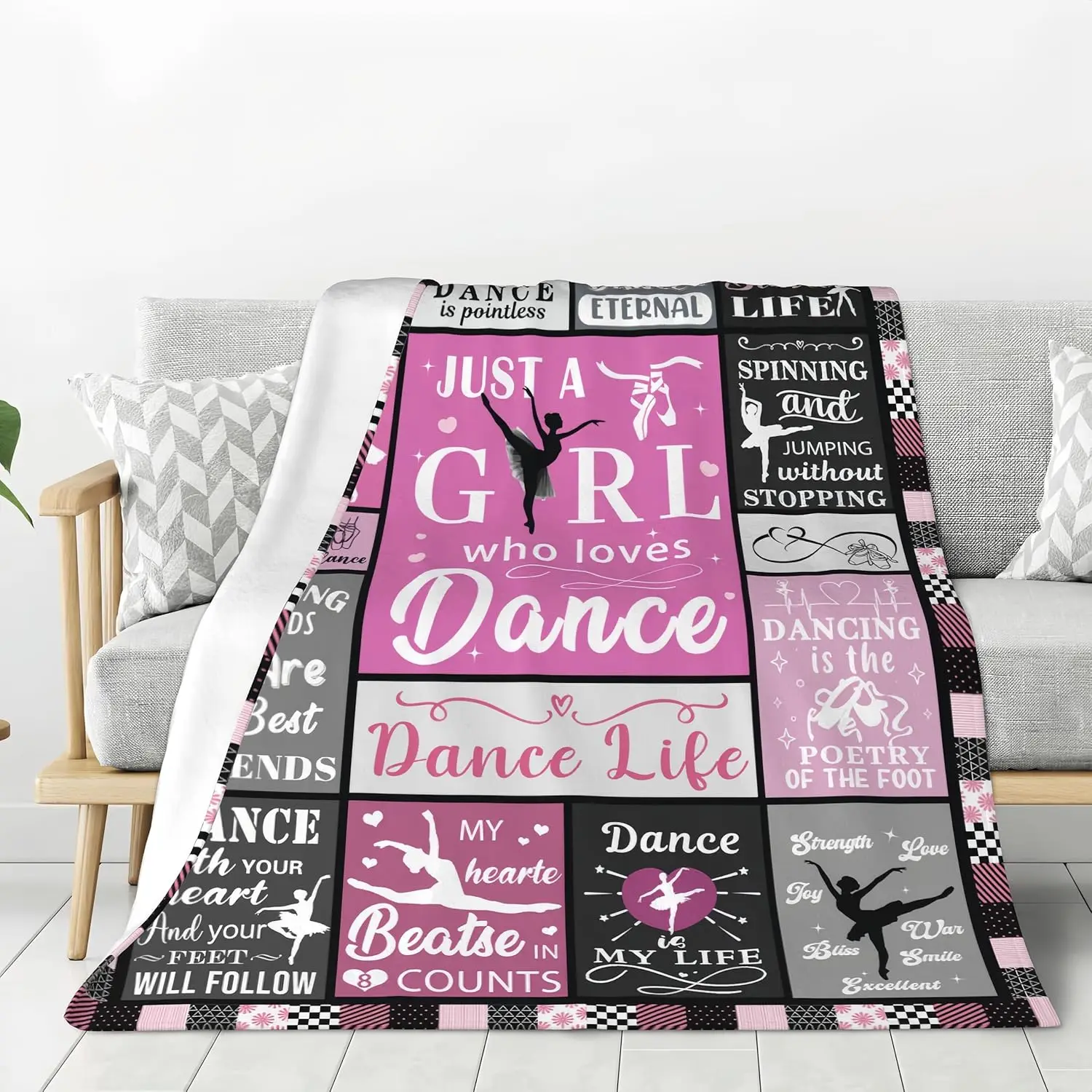 Premium Aesthetic Dance Girl Blanket Throw Cozy Boho Hippie Print Gift for Her Christmas Fall Winter Bedroom Home Decor Luxury P