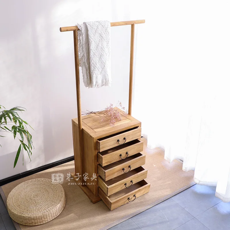 

Mahogany coat rack Myanmar rosewood solid wood new Chinese hanger floor-to-ceiling bedroom hanger with drawers household
