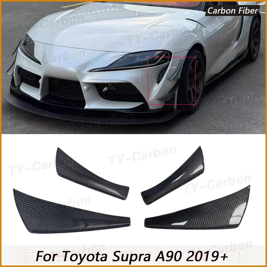 Real Carbon Fiber Car Front Splitter Canards For Toyota Supra GR A90 A91 MK5 Car Front Body Kits Spoiler Canards Chin 2019+