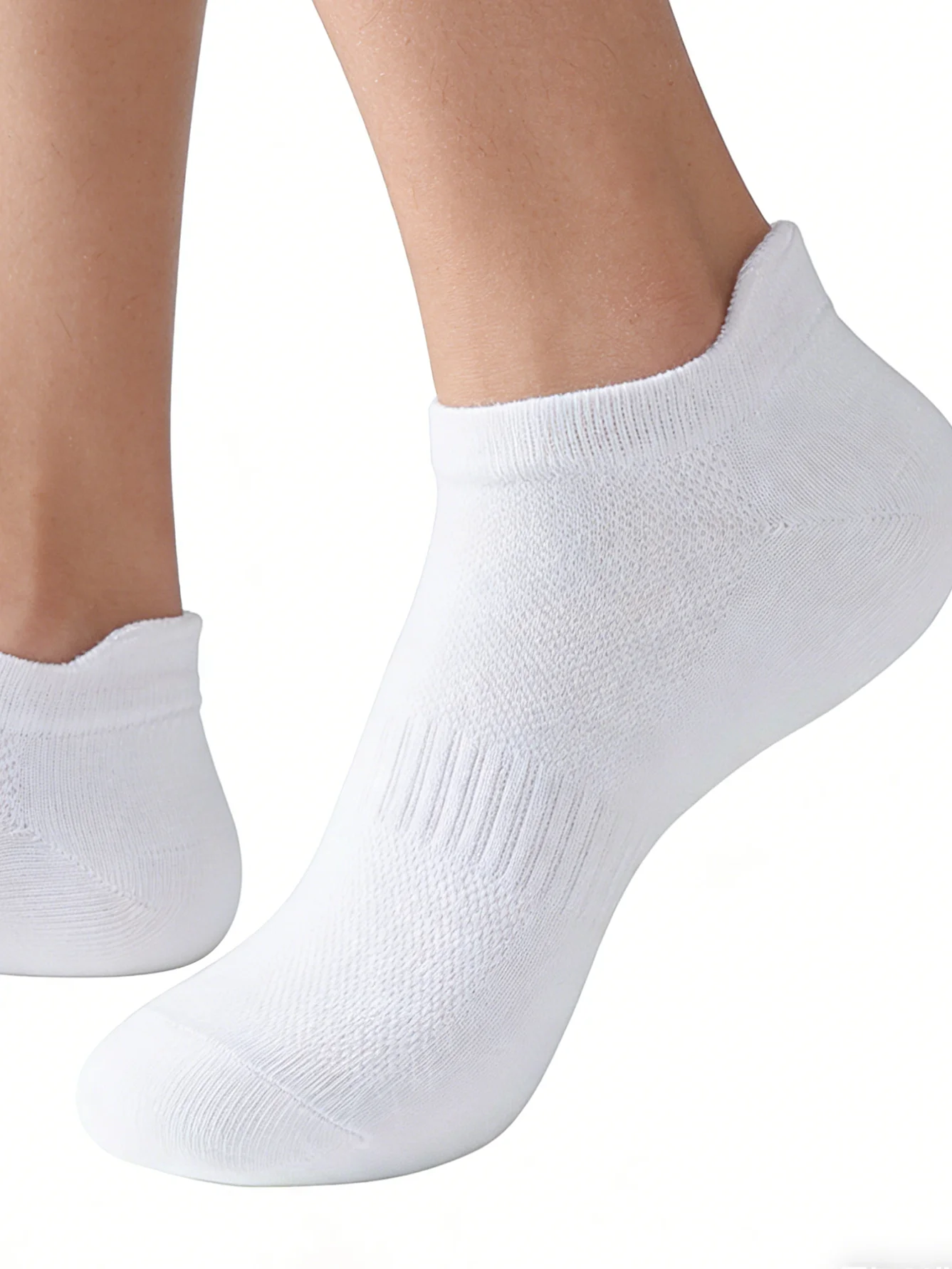 6 Pairs Women Men White Ankle Socks Breathable Mesh Non-Slip Casual Athletic No Show Socks For Spring Summer view 2