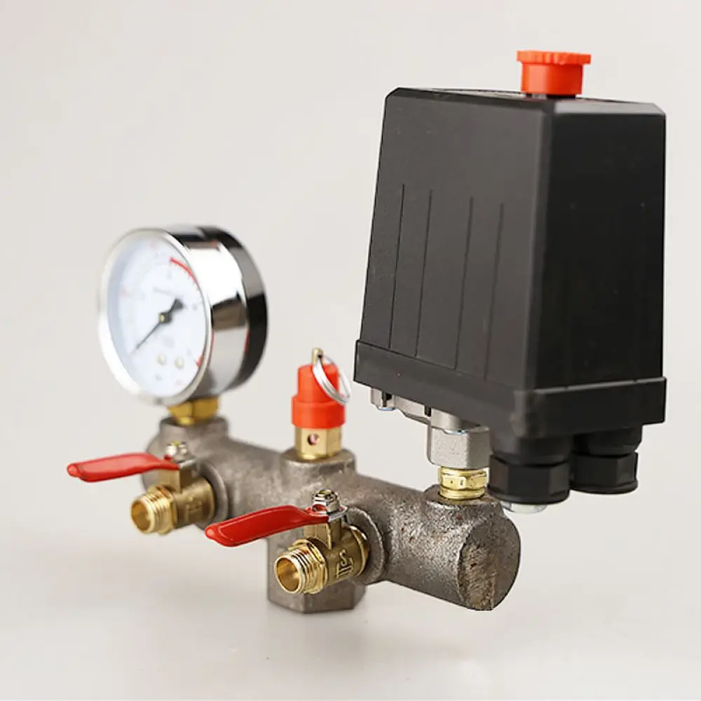 Cast Iron Air Compressor Cross Manifold Bracket 20mm Port Connector Pressure Switch Mount For Air Pump Tool Accessory