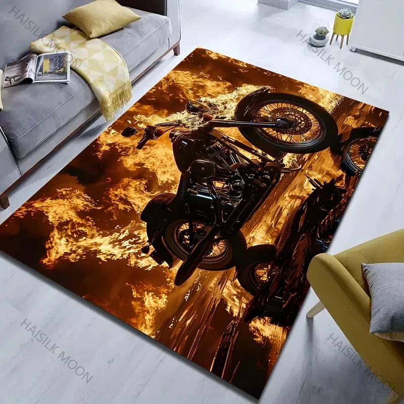 Sports Motorcycle Racing Pattern Carpet for Living Room Bedroom Sofa Home Decor Non-slip Floor Mat Large Size  Outdoor Rug