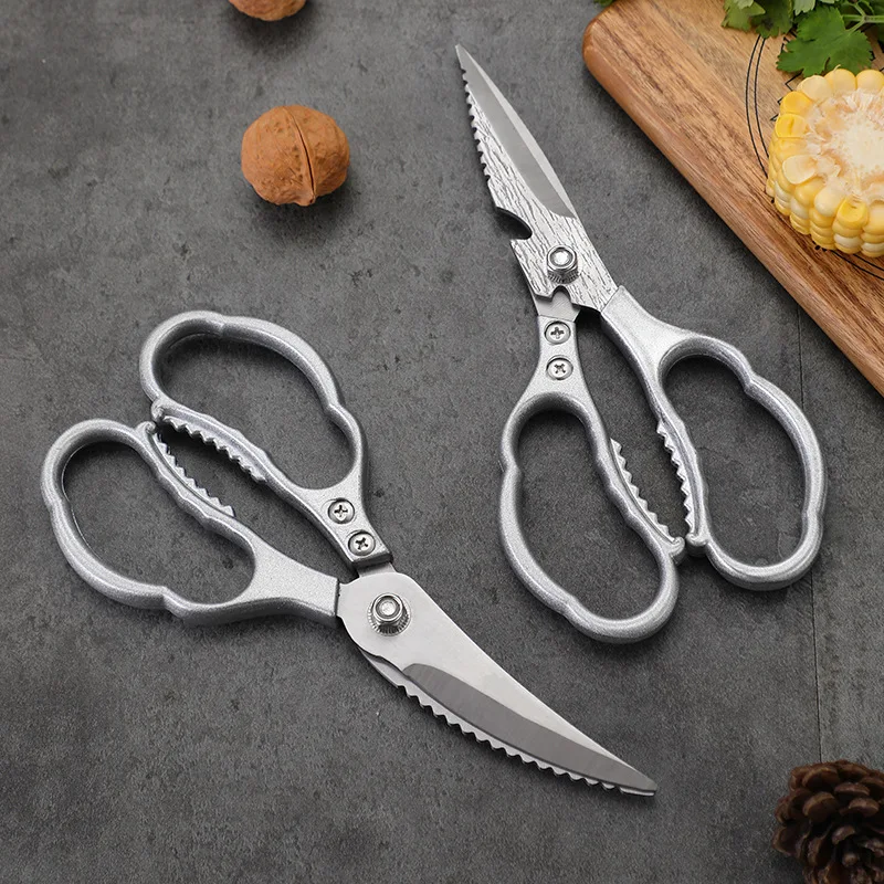 1Pieces Stainless Steel Kitchen Scissors Chicken Bone Scissors Household Scraping Scales Food Scissors Barbecue Scissors
