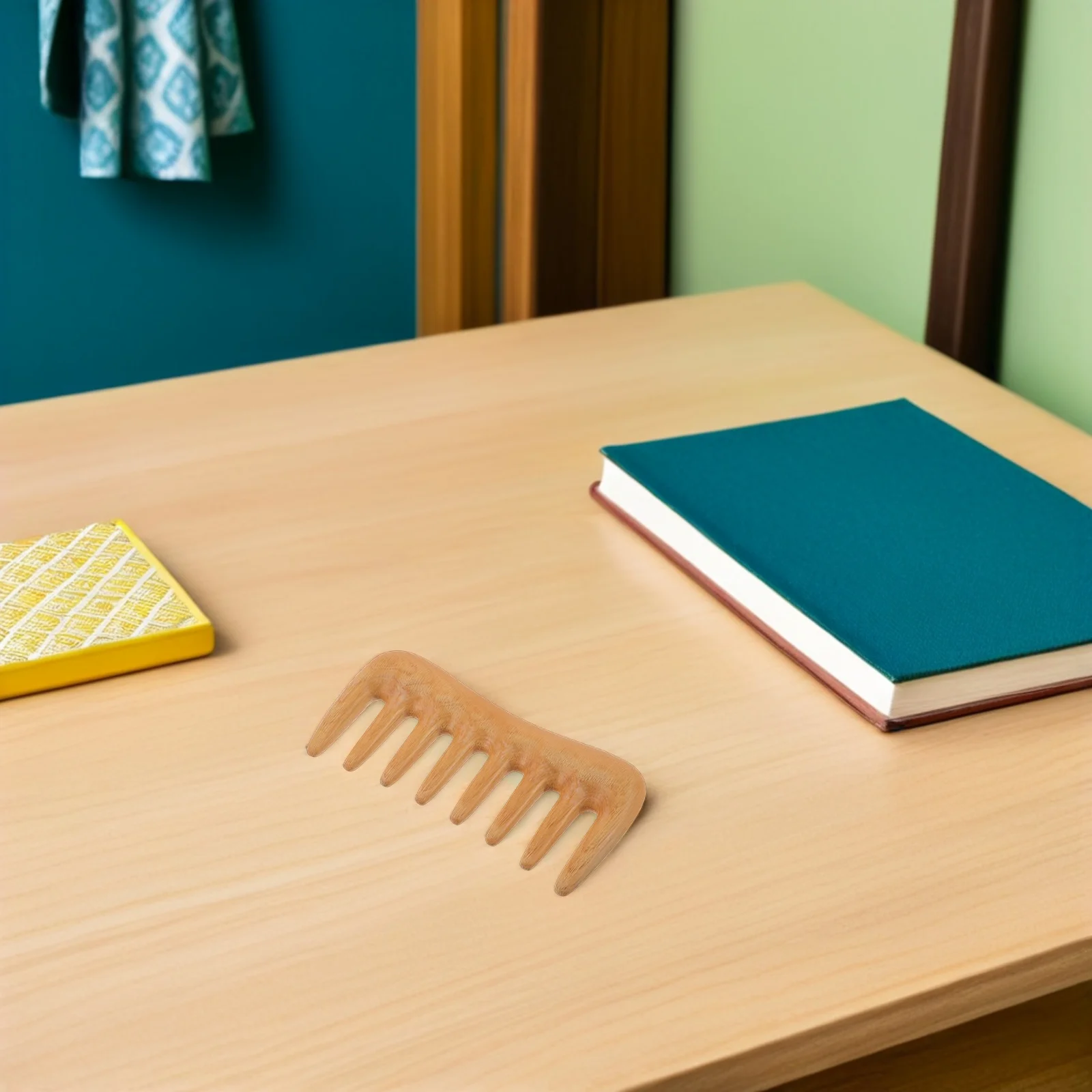 

Самшитовая расческа с широкими зубьями, гладкая полированная портативная массажер для волос ручной работы, антистатический распутыватель кожи головы для вьющихся густых сухих и влажных волос