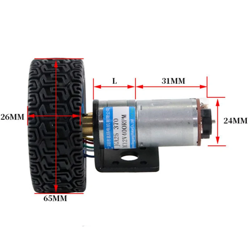 JGA25-370 DC Encoder Gear Motor Robot Parts 6V 12V 24V Geared Motors 65mm Wheel Kit Set Gearmotors for Robot Toy Car