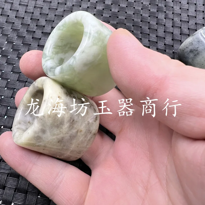 Black Flower Xiuyan Jade Jade Thumb Ring Hedychium Coronarium Large Thumb Ring Widened Multicolor Xiuyan Jade Thumb Ring Jade Ri