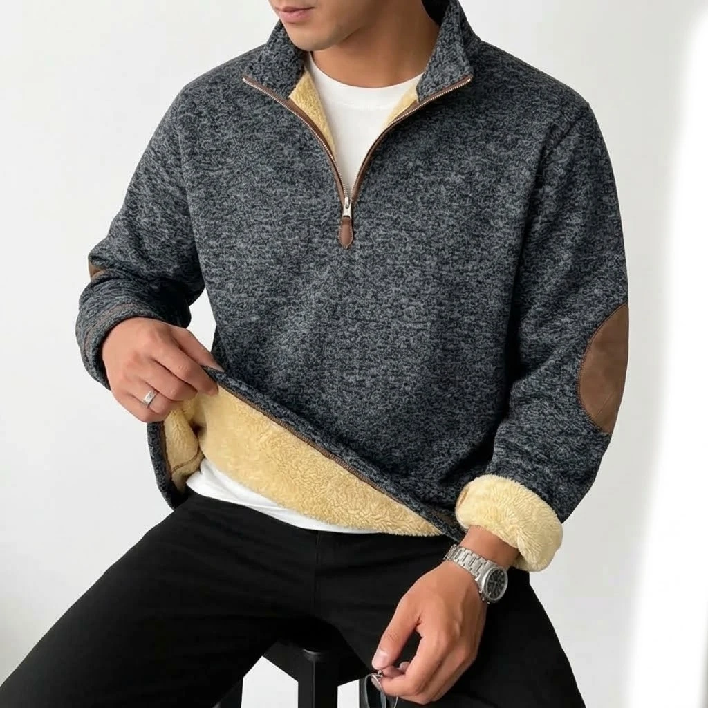 Neue Herren Winter Pullover Sweatshirts Fleece Reißverschluss Sweatjacken Lässiger Stehkragen Warme Thermo-Oberbekleidung Schwere Jacke Mantel – Detail 7