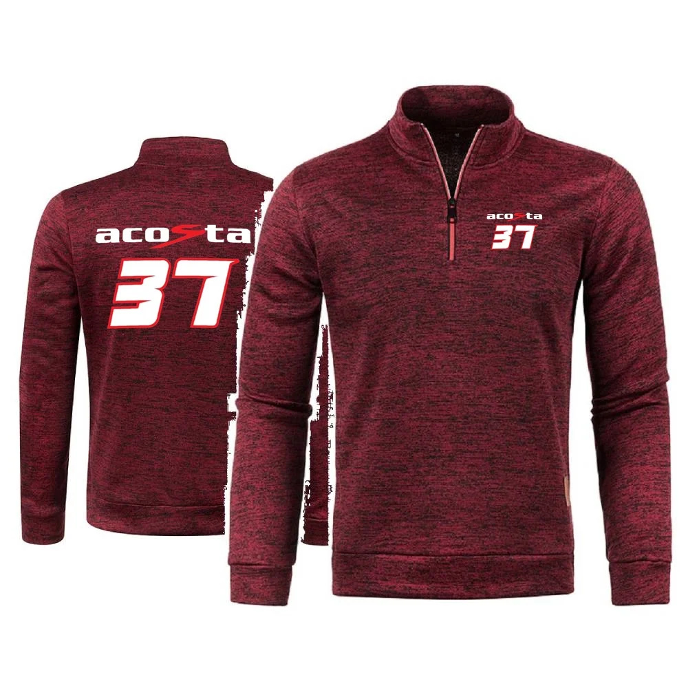Men\'s Hoody Pedro Acosta 37 GP Retro Motorcycle  Sweatshirts Men Pullover Sweater Half Zipper Fleece Pullover Soft Shell Jacket