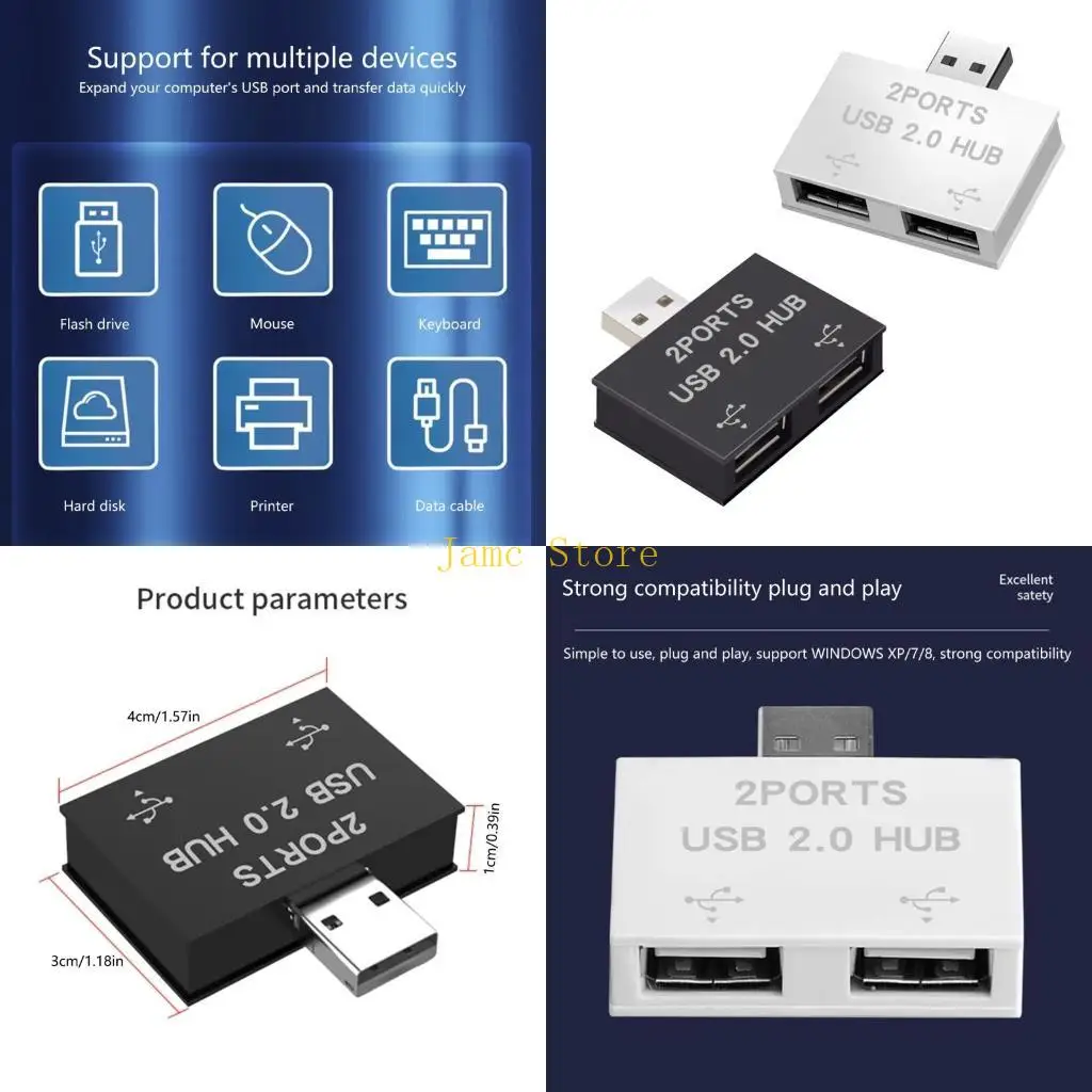 

LX0B USB 2.0 A Male To 2 Female Splitter Hub Power Cord Adapter Suitable For Desktop Laptop And Portable