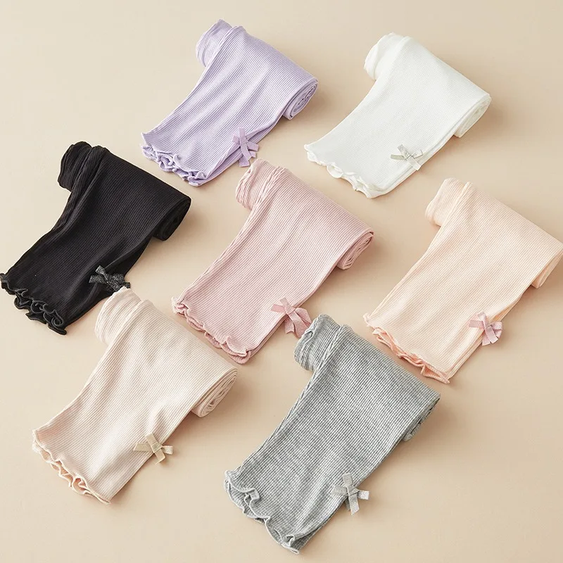 Girls Leggings Modal Cotton Kids Pants Soft Elastic Girl Skinny Pants Trousers Bottoms Solid Colour Children Trousers Clothes