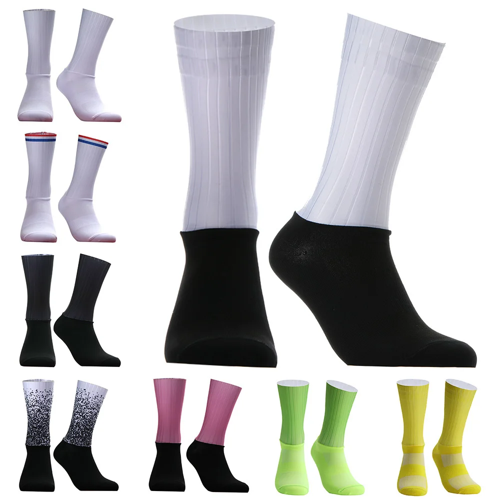 Anti Slip Silicone Seamless Aero Socks New Summer Breathable Cycling Socks Men Women Road Bike Calcetines Ciclismo